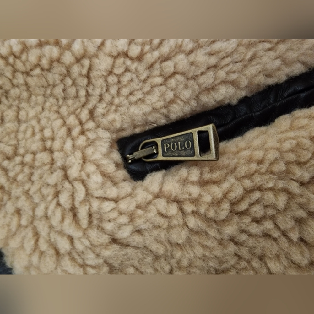 $398 NWT POLO RALPH LAUREN Women's XXL Moto Sherpa Fleece Jacket Leather Trim - Picture 8 of 13